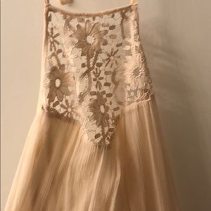 Rose pink lace maxi dress